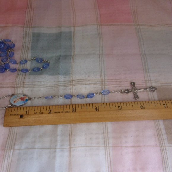 Light Blue Rosary Prayer Beads Virgin Mother - Picture 10 of 12